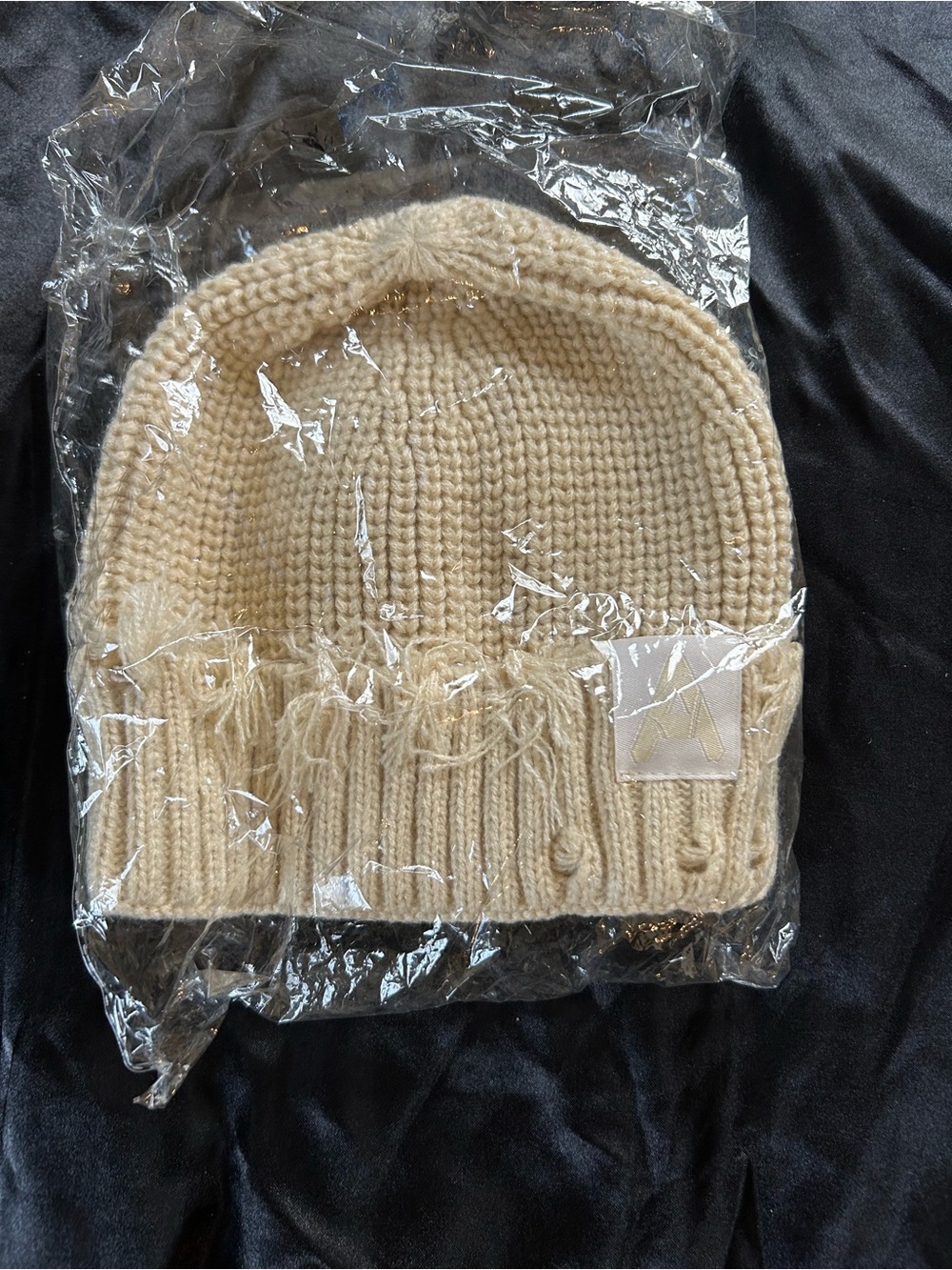 Cream Knit Beanie Hat